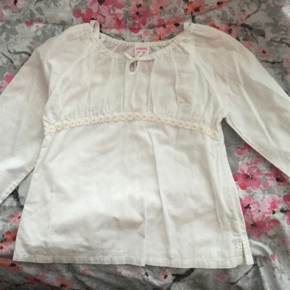Gymboree Lite White Boho Shirt w Daisy Size 4 Hippie Costume